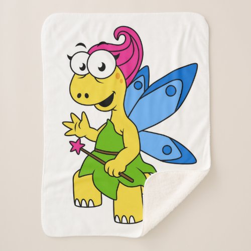 A Cartoon Fairysaur Dinosaur Sherpa Blanket