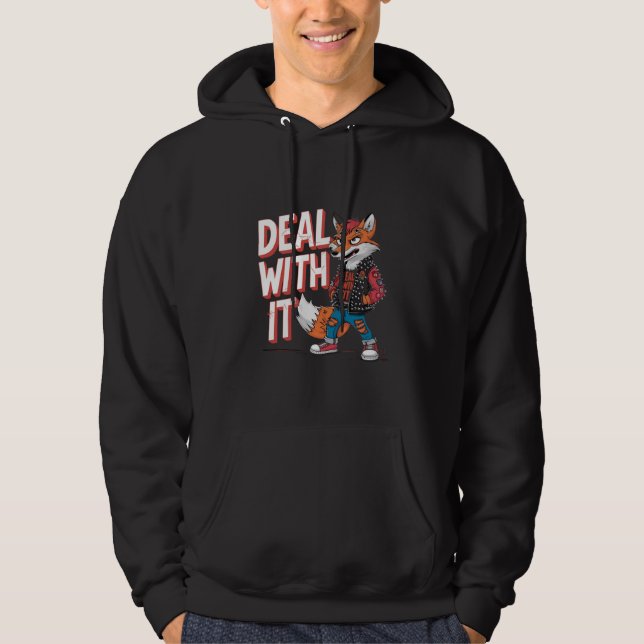 A cartoon fox in a Harajuku punk style Hoodie (Front)