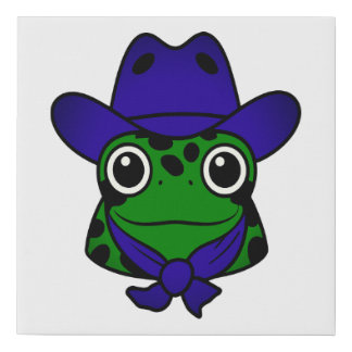 A Cartoon Frog Whit A Cowboy Hat Faux Canvas Print