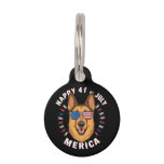 A cartoon German Shepherd in American flag(2) Pet ID Tag