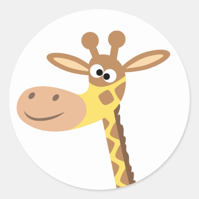A cartoon giraffe round sticker (Front)