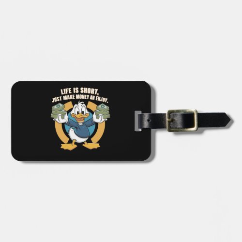  A cartoon happy character duck holding bundles3 Luggage Tag