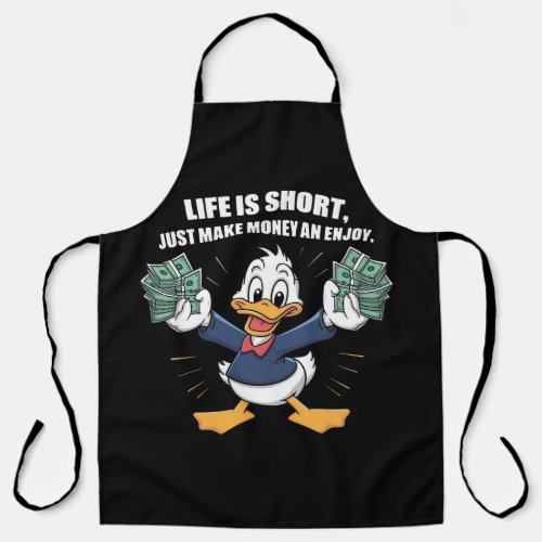  A cartoon happy character duck holding bundles Apron