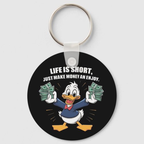  A cartoon happy character duck holding bundles Keychain