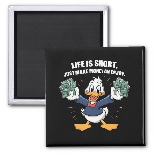  A cartoon happy character duck holding bundles Magnet