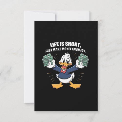  A cartoon happy character duck holding bundles Thank You Card