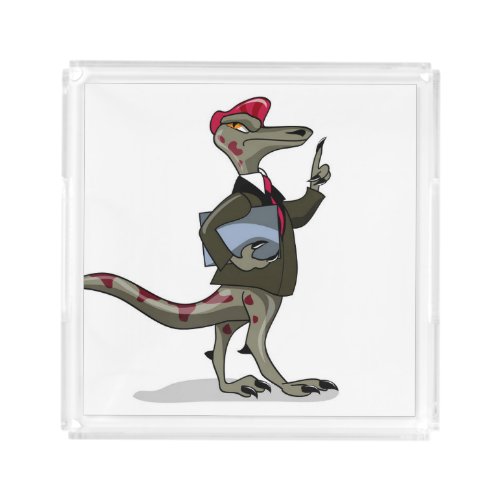 A Cartoon Iguanodon Clerk Acrylic Tray