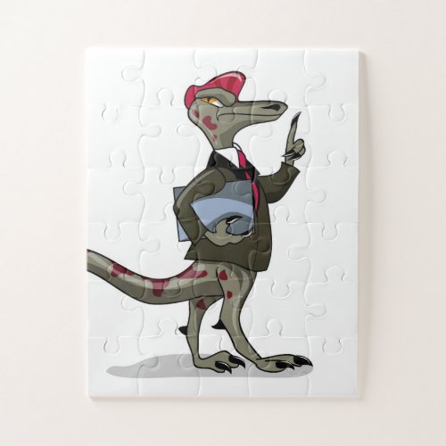 A Cartoon Iguanodon Clerk Jigsaw Puzzle