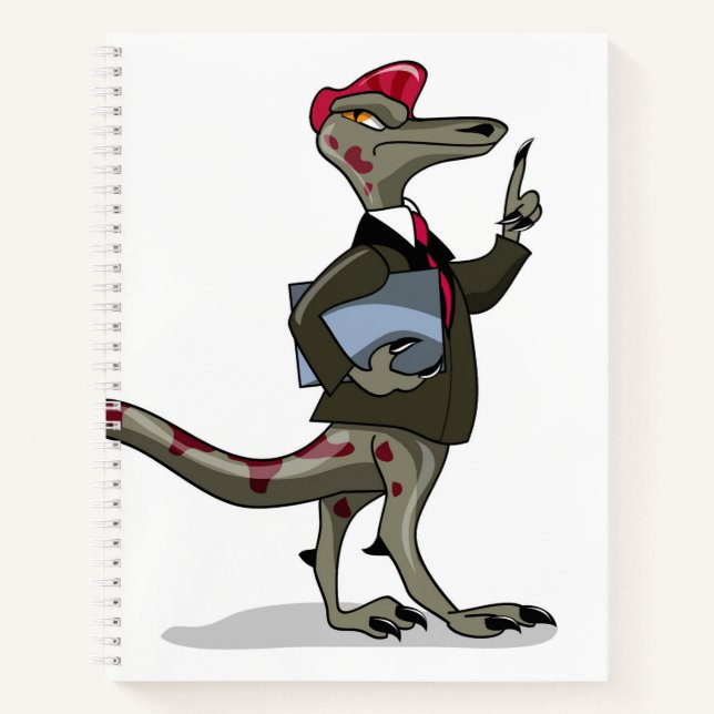 A Cartoon Iguanodon Clerk. Notebook (Front)