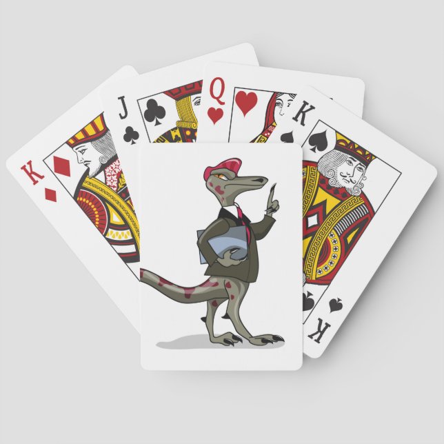 A Cartoon Iguanodon Clerk. Poker Cards (Back)