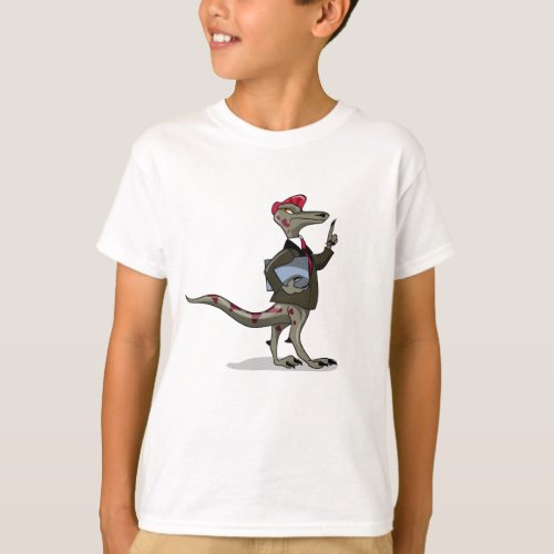 A Cartoon Iguanodon Clerk T_Shirt