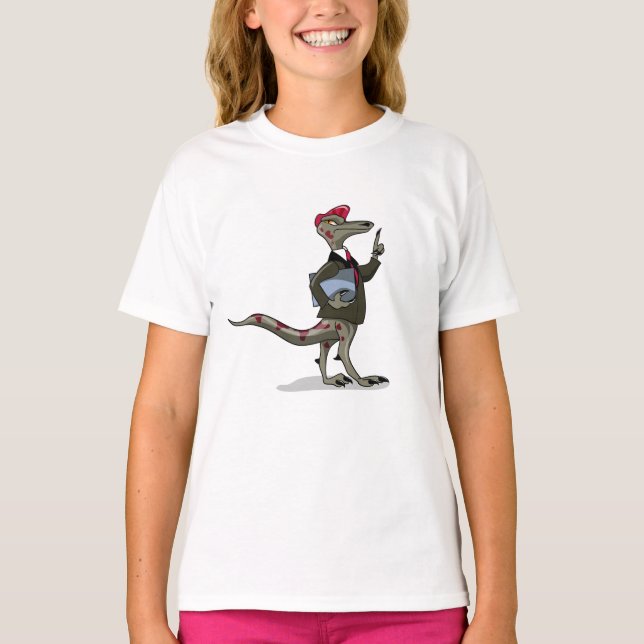 A Cartoon Iguanodon Clerk. T-Shirt (Front)