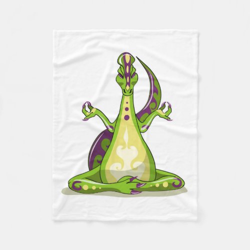 A Cartoon Iguanodon Dinosaur Doing Yoga Fleece Blanket