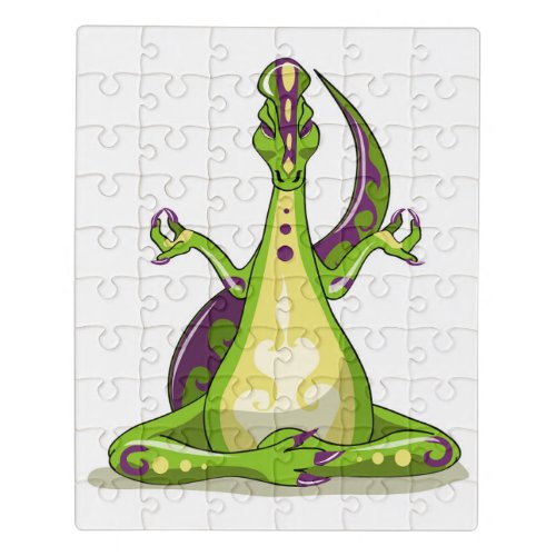 A Cartoon Iguanodon Dinosaur Doing Yoga Jigsaw Puzzle