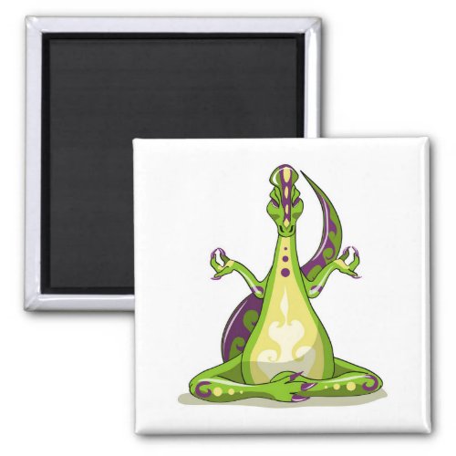 A Cartoon Iguanodon Dinosaur Doing Yoga Magnet
