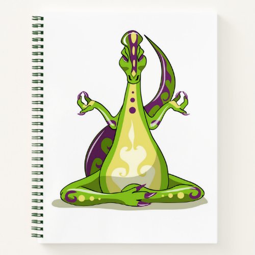 A Cartoon Iguanodon Dinosaur Doing Yoga Notebook