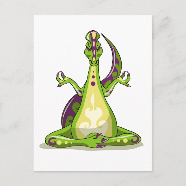 A Cartoon Iguanodon Dinosaur Doing Yoga. Postcard (Front)