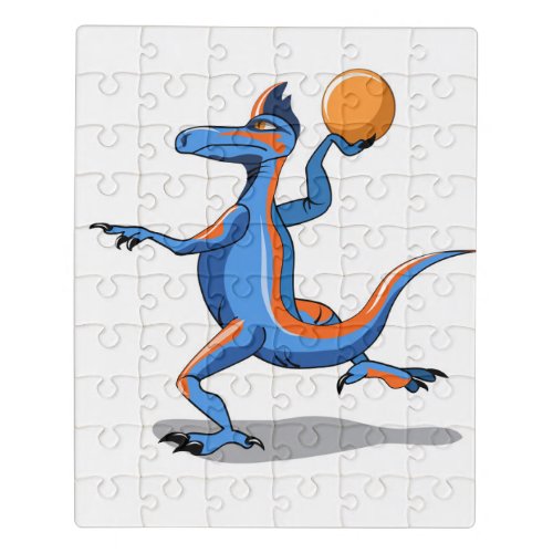 A Cartoon Iguanodon Playing Basketball Jigsaw Puzzle
