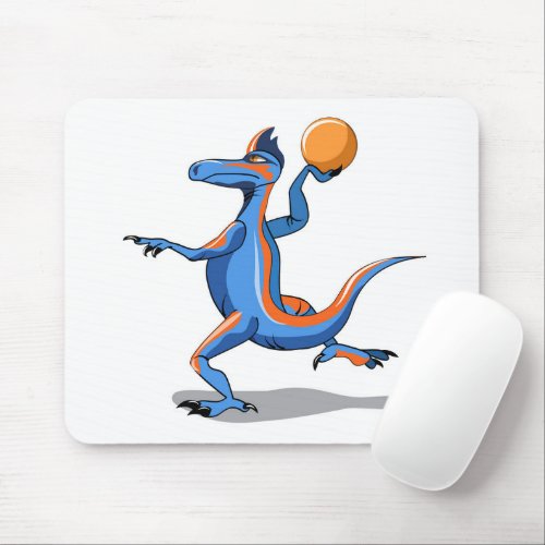 A Cartoon Iguanodon Playing Basketball Mouse Pad