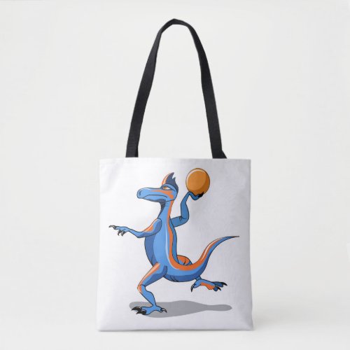 A Cartoon Iguanodon Playing Basketball Tote Bag