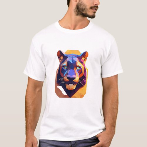 A cartoon lion face logo  T_Shirt