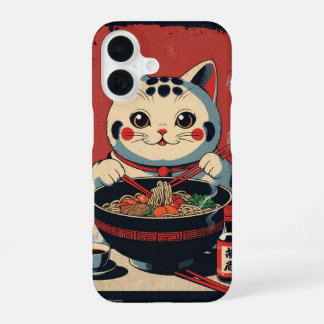 a cartoon maneki-neko cat iPhone 16 case