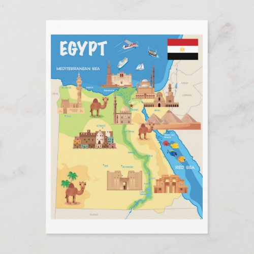 A Cartoon Map of Egypt Postcard