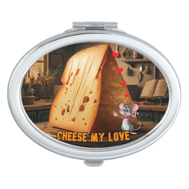 A Cartoon Mouse falling in Love with a Cheese on a Compact Mirror (Front)