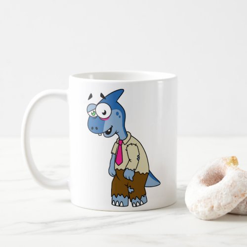 A Cartoon Parasaurolophus Dressed Up As A Zombie Coffee Mug