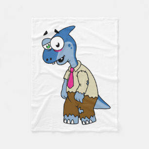 A Cartoon Parasaurolophus Dressed Up As A Zombie. Fleece Blanket