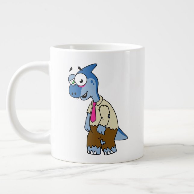 A Cartoon Parasaurolophus Dressed Up As A Zombie. Giant Coffee Mug (Left)