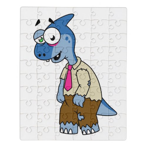 A Cartoon Parasaurolophus Dressed Up As A Zombie Jigsaw Puzzle