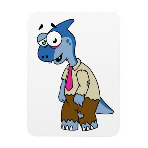 A Cartoon Parasaurolophus Dressed Up As A Zombie Magnet