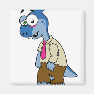 A Cartoon Parasaurolophus Dressed Up As A Zombie. Magnet