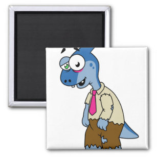 A Cartoon Parasaurolophus Dressed Up As A Zombie. Magnet