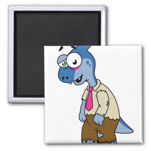 A Cartoon Parasaurolophus Dressed Up As A Zombie Magnet