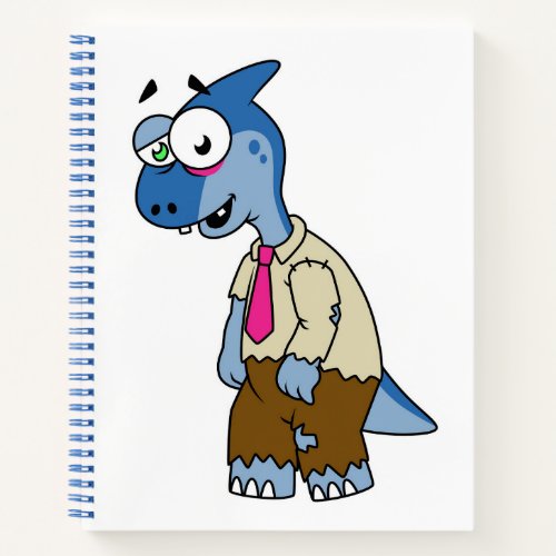 A Cartoon Parasaurolophus Dressed Up As A Zombie Notebook