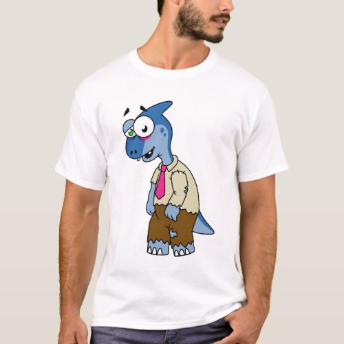 A Cartoon Parasaurolophus Dressed Up As A Zombie T_Shirt