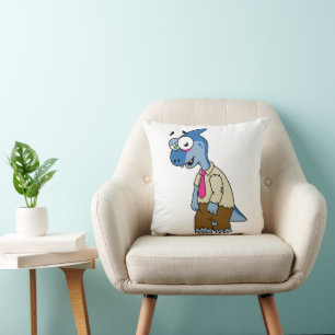 A Cartoon Parasaurolophus Dressed Up As A Zombie. Throw Pillow