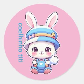 A cartoon rabbit classic round sticker
