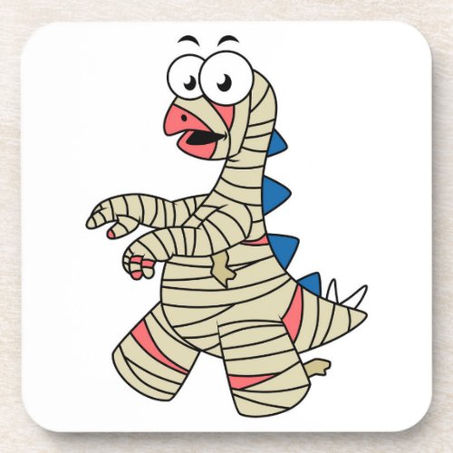 A Cartoon Stegosaurus Dressed Up As A Mummy Beverage Coaster