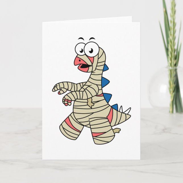 A Cartoon Stegosaurus Dressed Up As A Mummy. Card (Front)