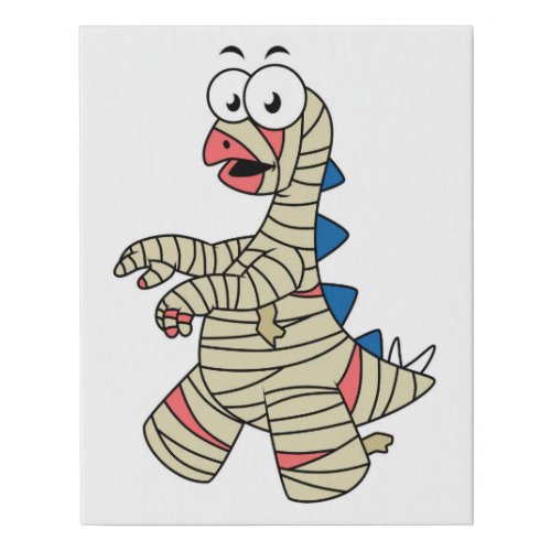 A Cartoon Stegosaurus Dressed Up As A Mummy Faux Canvas Print