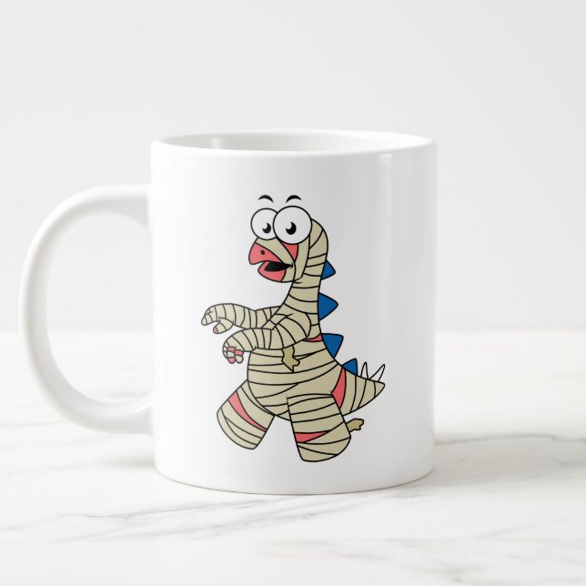 A Cartoon Stegosaurus Dressed Up As A Mummy. Giant Coffee Mug (Left)