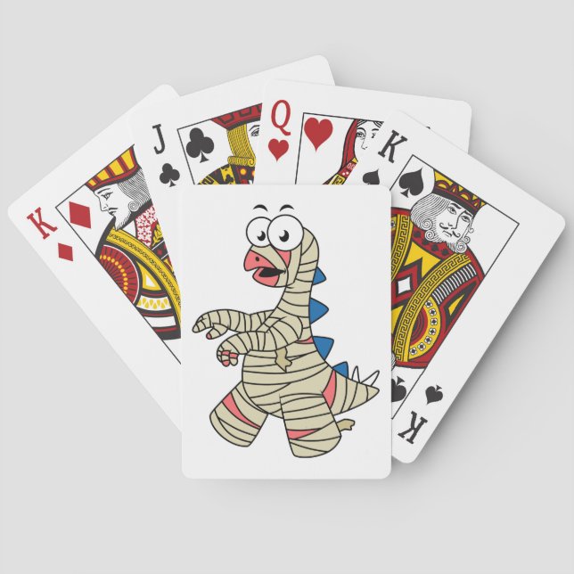 A Cartoon Stegosaurus Dressed Up As A Mummy. Poker Cards (Back)
