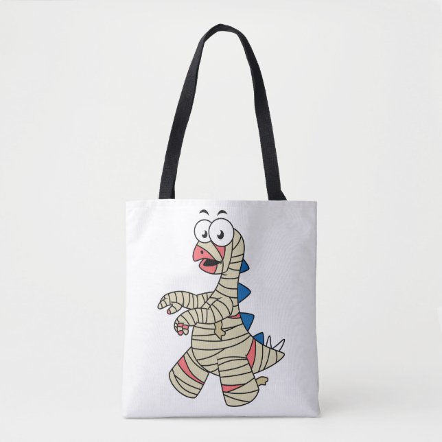 A Cartoon Stegosaurus Dressed Up As A Mummy. Tote Bag (Front)