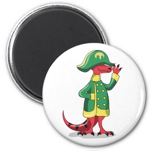 A Cartoon Tyrannosaur Rex Dressed As Napoleon Magnet