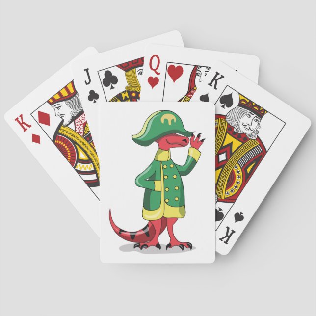 A Cartoon Tyrannosaur Rex Dressed As Napoleon. Poker Cards (Back)