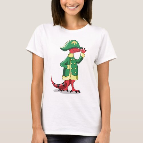 A Cartoon Tyrannosaur Rex Dressed As Napoleon T_Shirt