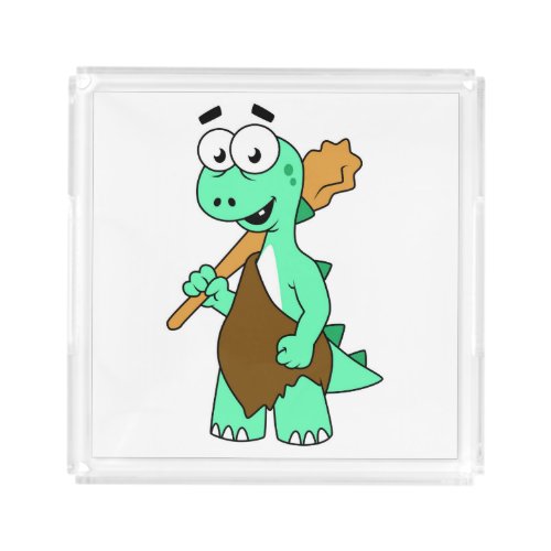 A Cartoon Tyrannosaurus Rex Caveman Acrylic Tray